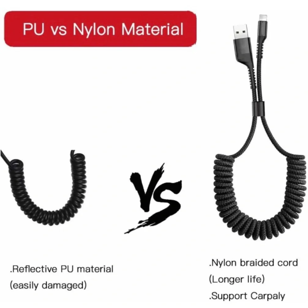 COPY - Retractable iPhone Charger Coiled Cable